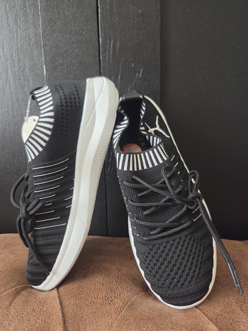 Danskin Black Knit Lace-Up Women's Sneakers with White Sole